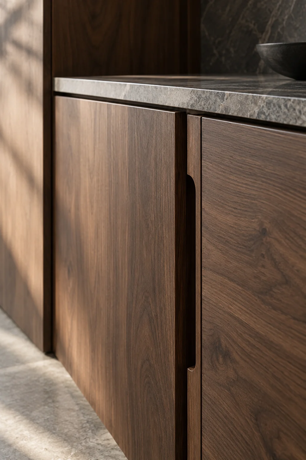 Détail de mobilier et de rangement sur mesure en bois